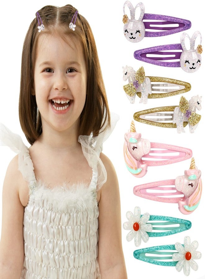 Wingchold 16Pcs Girls Unicorn, Butterfly, Flower, Rabbit Hair Clips - Sparkly Rainbow Hair Accessories for Toddlers, Kids, Hair Clips for Party, Birthday Gift Supplies Favors - Image 3